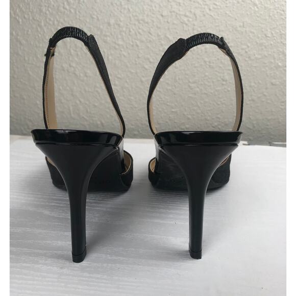 Unisa Elastic Slingback Black Matte Glitter Pointed Toe Heels Size 7 Goth Emo - Picture 9 of 11